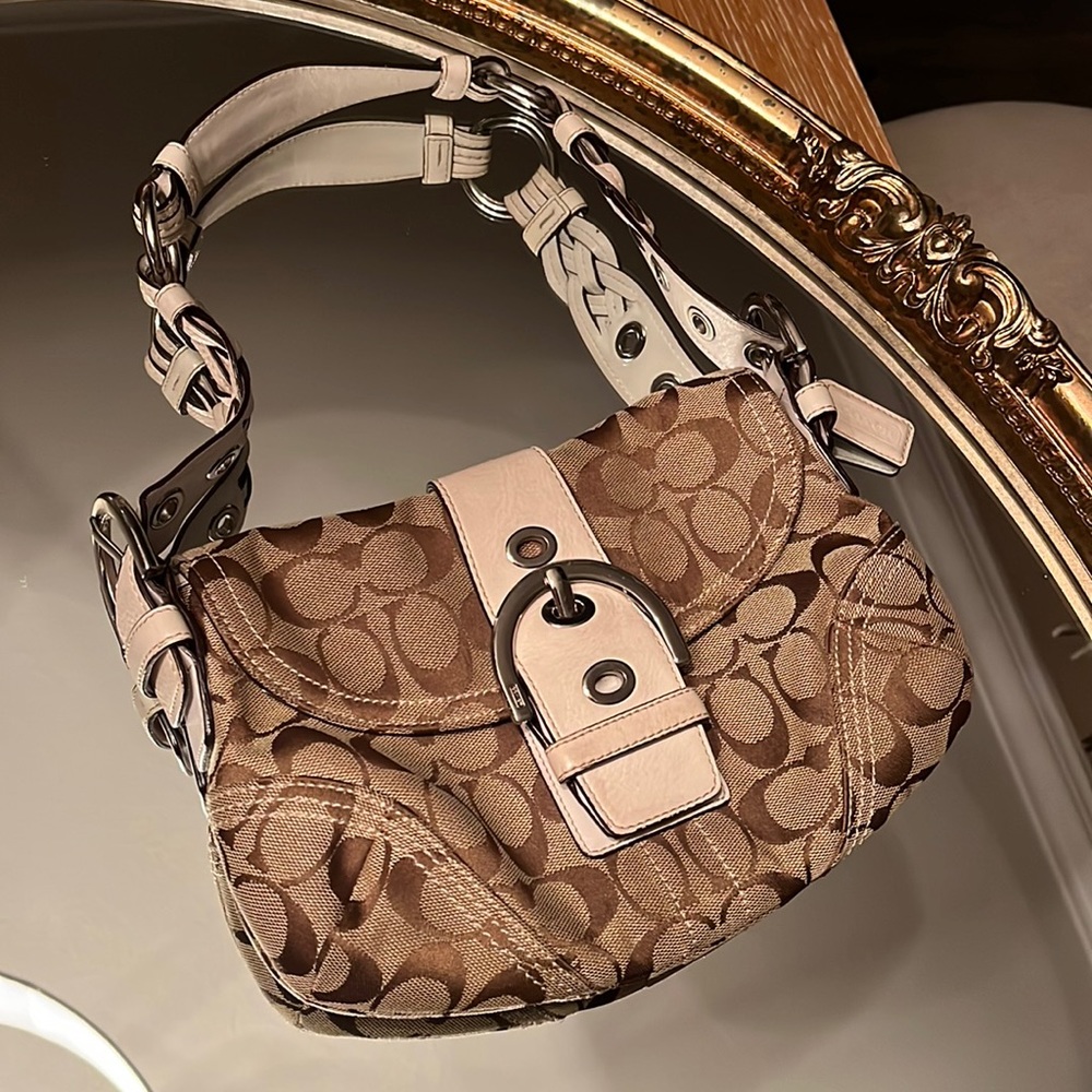 Vintage Coach shoulder bag white and tan